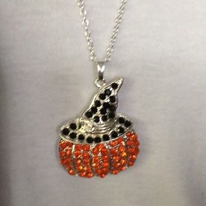 Pumpkin with Witch Hat Necklace
